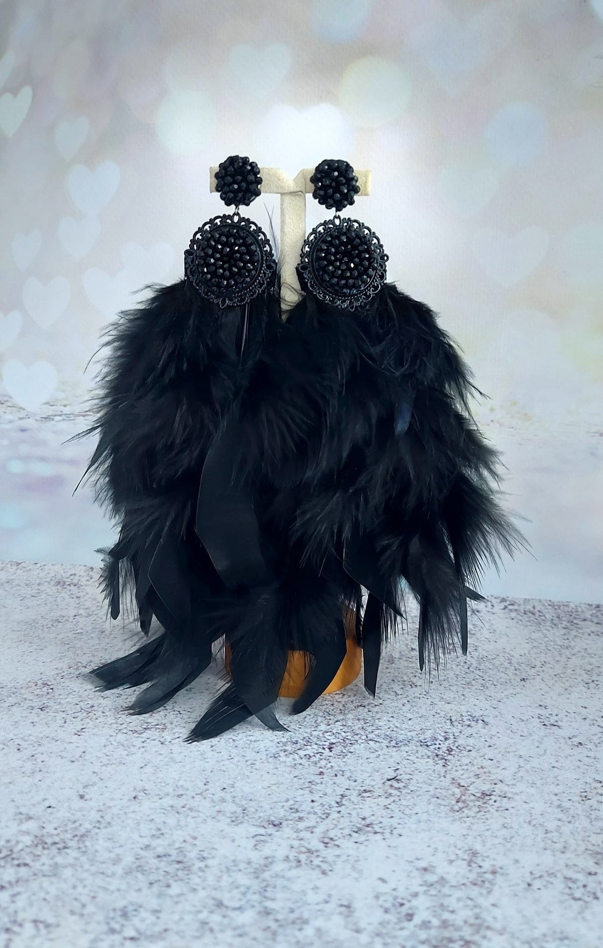 Long Stud Earrings With Feathers