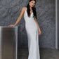 Satin Thigh-Slit Slip Dress