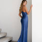 Satin Thigh-Slit Slip Dress