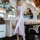 Satin Cloak Sleeve Mini Dress