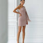 One-Shoulder Feather Sleeve Mini Dress