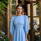 Backless Puff Sleeve Midi Dress