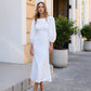 Backless Puff Sleeve Midi Dress