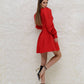 Puff-Sleeve V-Neck Mini Dress