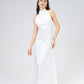 Satin Tie-Neck Halter Maxi Dress