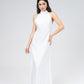 Satin Tie-Neck Halter Maxi Dress
