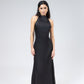 Satin Tie-Neck Halter Maxi Dress