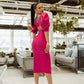 Backless Puff Sleeve Midi Dress