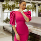 Backless Puff Sleeve Midi Dress