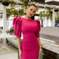 Backless Puff Sleeve Midi Dress