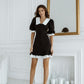 Black Collared Short Sleeve Mini Dress