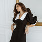 Black Collared Short Sleeve Mini Dress
