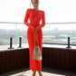 Cut-Out Neck Midi Dress
