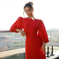 Backless Puff Sleeve Midi Dress
