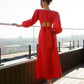 Backless Puff Sleeve Midi Dress