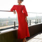 Backless Puff Sleeve Midi Dress