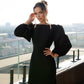 Backless Puff Sleeve Midi Dress
