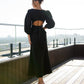 Backless Puff Sleeve Midi Dress