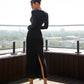 Cut-Out Neck Midi Dress