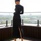 Cut-Out Neck Midi Dress