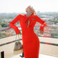 Cut-Out Neck Midi Dress