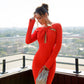 Cut-Out Neck Midi Dress