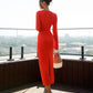 Cut-Out Neck Midi Dress