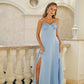 Shell-Pleated Bustier Spaghetti Strap Midi Dress
