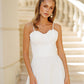 Shell-Pleated Bustier Spaghetti Strap Midi Dress