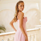 Shell-Pleated Bustier Spaghetti Strap Midi Dress