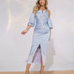 Satin Puff-Sleeve Midi Dress