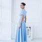 Alexa Round Neck Puff-Sleeve Midi Dress
