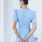 Alexa Round Neck Puff-Sleeve Midi Dress