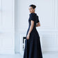 Alexa Round Neck Puff-Sleeve Midi Dress