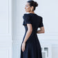 Alexa Round Neck Puff-Sleeve Midi Dress