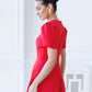 Alexa Round Neck Puff-Sleeve Midi Dress
