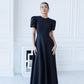 Alexa Round Neck Puff-Sleeve Midi Dress