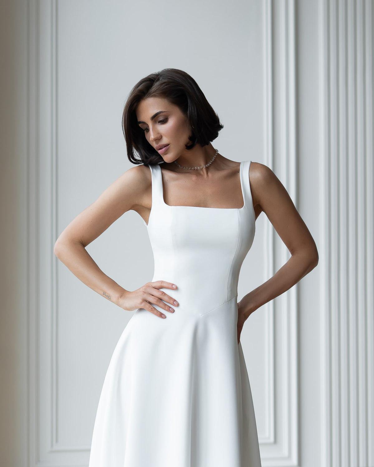 Square Neck Backless Midi Dress