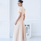 Alexa Round Neck Puff-Sleeve Midi Dress