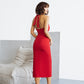 Cut-Out Halter Midi Dress