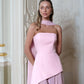 Strapless Back Scarf Overskirt Maxi Dress