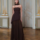 Strapless Back Scarf Overskirt Maxi Dress