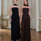 Strapless Back Scarf Overskirt Maxi Dress