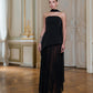 Strapless Back Scarf Overskirt Maxi Dress