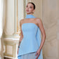 Strapless Back Scarf Overskirt Maxi Dress