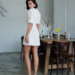 Collared Puff-Sleeve Mini Dress