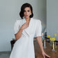 Collared Puff-Sleeve Mini Dress