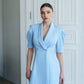 Collared Puff-Sleeve Mini Dress