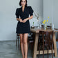 Collared Puff-Sleeve Mini Dress