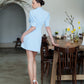 Collared Puff-Sleeve Mini Dress
